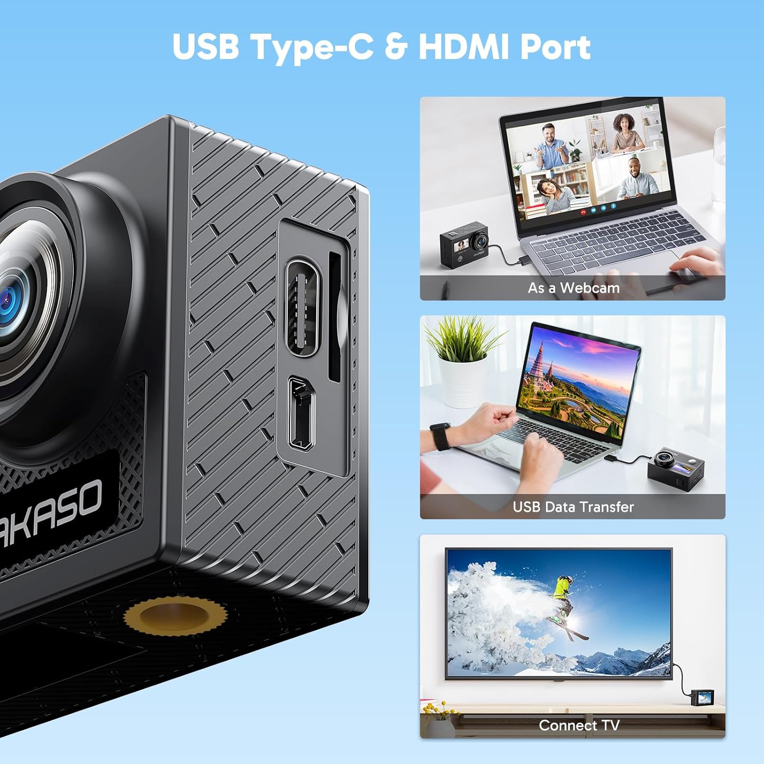 AKASO Brave 4 Action Camera 4K 30fps with 64GB MicroSD U3 Card Bicycle Helmet Accessories Kit Bundle, 20MP Ultra HD 131FT Waterproof Underwater Camera EIS WiFi Remote Control 5X Zoom Sport Cameras - Image 8